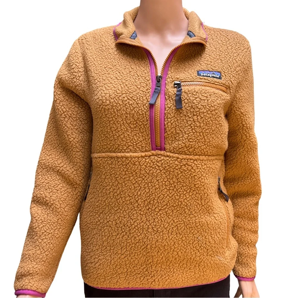 Patagonia Women's Nest Brown Marsupial Retro Pile Fleece Pullover XS - Picture 1 of 9
